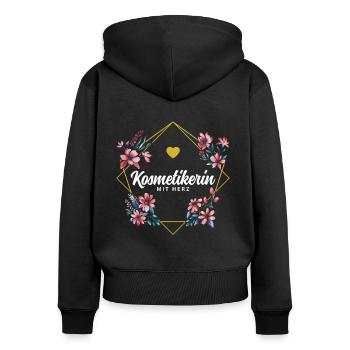Kosmetikerin mit Herz - Frauen Premium Bio Zip Hoodie - Schwarz - Hinten - Julia (174cm)