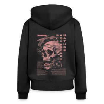 Aquascaping Moderner tropischer Fischhalter Aquarianer - Frauen Premium Bio Zip Hoodie - Schwarz - Hinten - Julia (174cm)