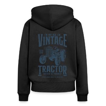 Oldtimer Traktor Bauer Geburtstag Jahrgang 1949 - Frauen Premium Bio Zip Hoodie - Schwarz - Hinten - Julia (174cm)