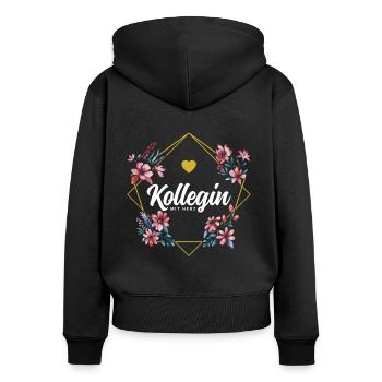 Kollegin mit Herz - Frauen Premium Bio Zip Hoodie - Schwarz - Hinten - Julia (174cm)