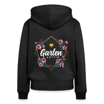 Garten Göttin - Frauen Premium Bio Zip Hoodie - Schwarz - Hinten - Julia (174cm)