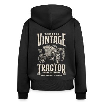 Oldtimer Traktor Bauer Geburtstag Jahrgang 1958 - Frauen Premium Bio Zip Hoodie - Schwarz - Hinten - Julia (174cm)