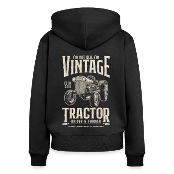 Oldtimer Traktor Bauer Geburtstag Jahrgang 2010 - Frauen Premium Bio Zip Hoodie - Schwarz - Hinten - Julia (174cm)
