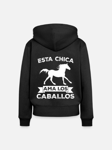 Dieses Mädchen liebt Pferde - Frauen Premium Bio Zip Hoodie - Schwarz