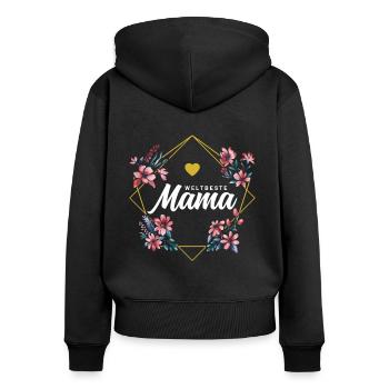 Weltbeste Mama - Frauen Premium Bio Zip Hoodie - Schwarz - Hinten - Julia (174cm)
