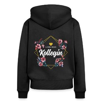 Lieblingskollegin - Frauen Premium Bio Zip Hoodie - Schwarz - Hinten - Julia (174cm)