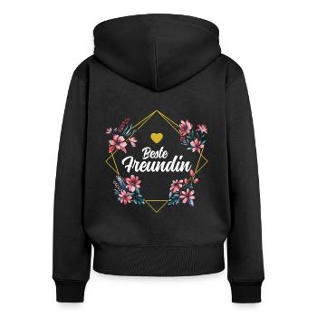 Beste Freundin - Frauen Premium Bio Zip Hoodie - Schwarz - Hinten - Julia (174cm)