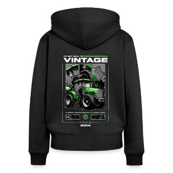 Oldtimer Traktor Bauer Geburtstag Geboren im Jahr 2014 - Frauen Premium Bio Zip Hoodie - Schwarz - Hinten - Julia (174cm)