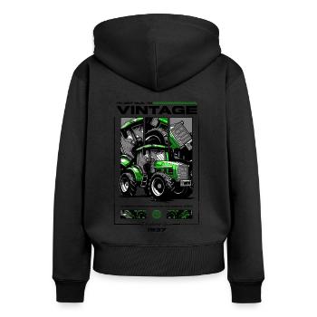 Anniversaire de fermier de tracteur vintage né en 1937 - Sweat à capuche zippé Premium bio Femme - noir - Dos - Julia (174cm)