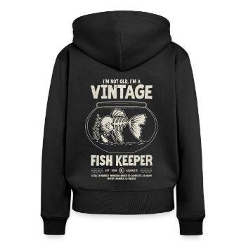 Vintage Fish Keeper Tropischer Fisch Geburtstag 2005 - Frauen Premium Bio Zip Hoodie - Schwarz - Hinten - Julia (174cm)