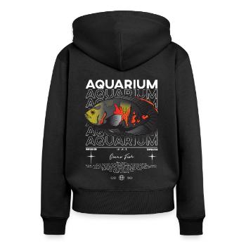 Oscar Fish Monster Fish Keeper Streetwear - Women's Premium Organic Zip Hoodie - black - Back - Julia (174cm)
