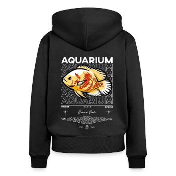 Oscar Fish Monster Fish Keeper Streetwear - Women's Premium Organic Zip Hoodie - black - Back - Julia (174cm)