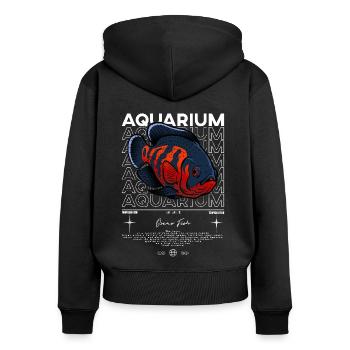 Oscar Fish Monster Fish Keeper Streetwear - Women's Premium Organic Zip Hoodie - black - Back - Julia (174cm)