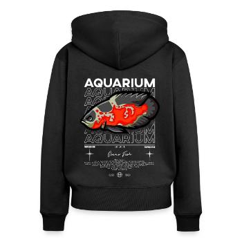 Oscar Fish Monster Fish Keeper Streetwear - Women's Premium Organic Zip Hoodie - black - Back - Julia (174cm)