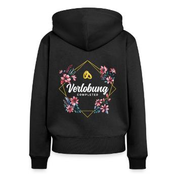 Verlobund Completed - Frauen Premium Bio Zip Hoodie - Schwarz - Hinten - Julia (174cm)