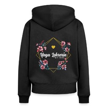 Yoga Lehrerin mit Herz - Frauen Premium Bio Zip Hoodie - Schwarz - Hinten - Julia (174cm)