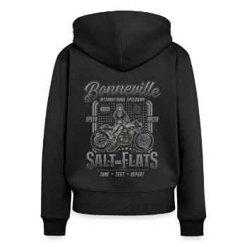 Bonneville Salt Flats Motorrad Rennen Vintage - Frauen Premium Bio Zip Hoodie - Schwarz - Hinten - Julia (174cm)