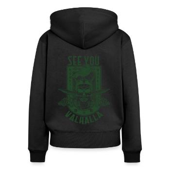 See You In Valhalla Viking Norse - Women's Premium Organic Zip Hoodie - black - Back - Julia (174cm)