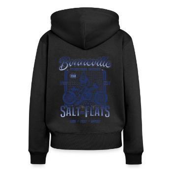 Bonneville Salt Flats Motorrad Rennen Vintage - Frauen Premium Bio Zip Hoodie - Schwarz - Hinten - Julia (174cm)