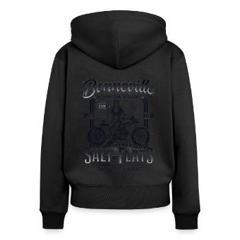 Bonneville Salt Flats Motorrad Rennen Vintage - Frauen Premium Bio Zip Hoodie - Schwarz - Hinten - Julia (174cm)