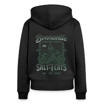 Bonneville Salt Flats Motorrad Rennen Vintage - Frauen Premium Bio Zip Hoodie - Schwarz - Hinten - Julia (174cm)