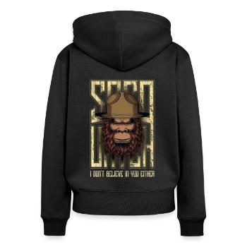 Je ne crois pas en toi non plus Bigfoot Sasquatch - Sweat à capuche zippé Premium bio Femme - noir - Dos - Julia (174cm)
