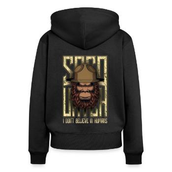 Ich glaube nicht an Menschen Bigfoot Sasquatch - Frauen Premium Bio Zip Hoodie - Schwarz - Hinten - Julia (174cm)
