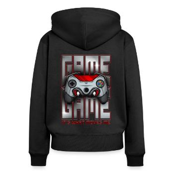 Das ist es, was mich bewegt Lustige Retro-Gaming-Videospiele - Frauen Premium Bio Zip Hoodie - Schwarz - Hinten - Julia (174cm)