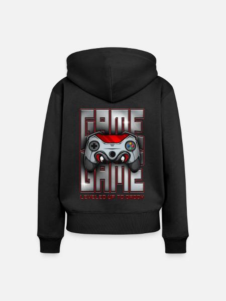 Leveled Up To Daddy Divertente videogioco retrò - Premium økologisk hoodie med lynlås til kvinder - sort