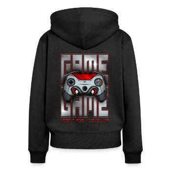 I Don't Age I Level Up Funny Retro Video Game - Women's Premium Organic Zip Hoodie - black - Back - Julia (174cm)