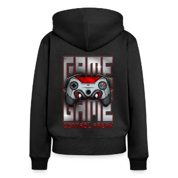 Control Freak Funny Retro Video Game - Women's Premium Organic Zip Hoodie - black - Back - Julia (174cm)