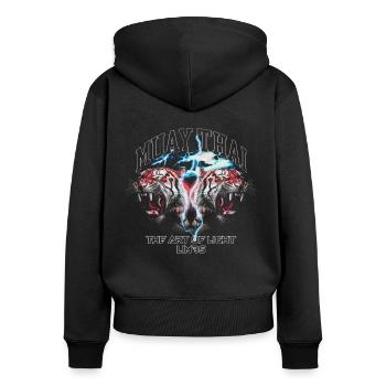 Muay Thai L’art des membres légers MMA Kickboxing - Sweat à capuche zippé Premium bio Femme - noir - Dos - Julia (174cm)