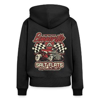 Bonneville Salt Flats Vintage Hot Rod Rennwagen - Frauen Premium Bio Zip Hoodie - Schwarz - Hinten - Julia (174cm)