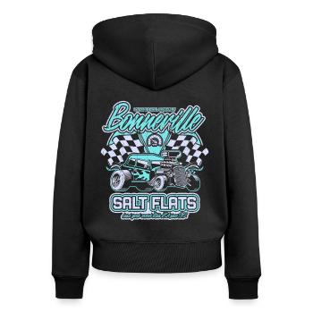 Bonneville Salt Flats Vintage Hot Rod Rennwagen - Frauen Premium Bio Zip Hoodie - Schwarz - Hinten - Julia (174cm)