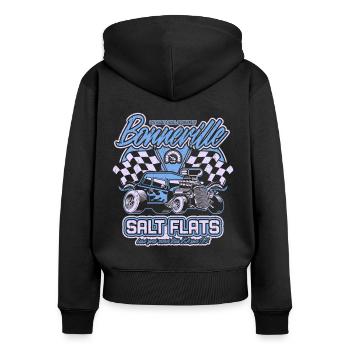 Bonneville Salt Flats Vintage Hot Rod Rennwagen - Frauen Premium Bio Zip Hoodie - Schwarz - Hinten - Julia (174cm)