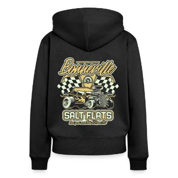 Bonneville Salt Flats Vintage Hot Rod Rennwagen - Frauen Premium Bio Zip Hoodie - Schwarz - Hinten - Julia (174cm)