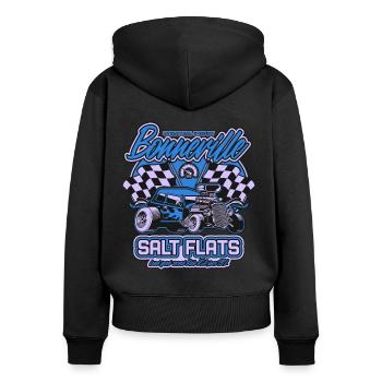 Bonneville Salt Flats Vintage Hot Rod Rennwagen - Frauen Premium Bio Zip Hoodie - Schwarz - Hinten - Julia (174cm)