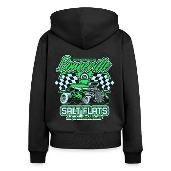 Bonneville Salt Flats Vintage Hot Rod Rennwagen - Frauen Premium Bio Zip Hoodie - Schwarz - Hinten - Julia (174cm)