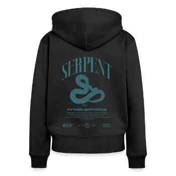 Burmesische Python Moderne Reptilienhalter Streetwear - Frauen Premium Bio Zip Hoodie - Schwarz - Hinten - Julia (174cm)