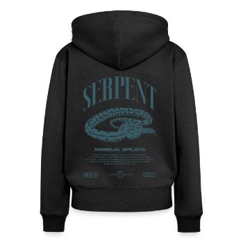 Carpet Python Modern Reptile Keeper Streetwear - Women's Premium Organic Zip Hoodie - black - Back - Julia (174cm)