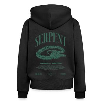 Carpet Python Modern Reptile Keeper Streetwear - Women's Premium Organic Zip Hoodie - black - Back - Julia (174cm)