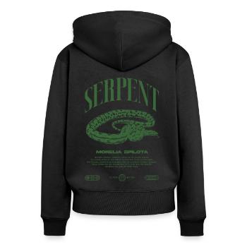 Carpet Python Modern Reptile Keeper Streetwear - Women's Premium Organic Zip Hoodie - black - Back - Julia (174cm)