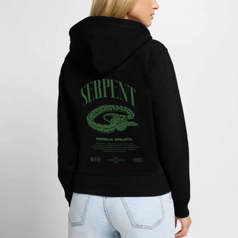 Carpet Python Modern Reptile Keeper Streetwear Women's Premium Organic Zip Hoodie