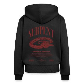 Carpet Python Modern Reptile Keeper Streetwear - Women's Premium Organic Zip Hoodie - black - Back - Julia (174cm)