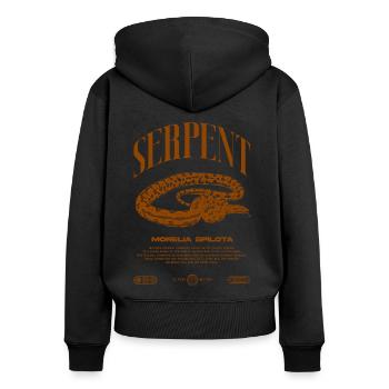Carpet Python Modern Reptile Keeper Streetwear - Women's Premium Organic Zip Hoodie - black - Back - Julia (174cm)