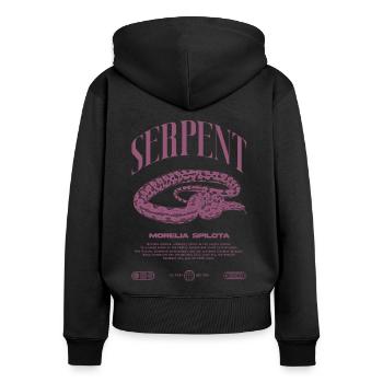 Carpet Python Modern Reptile Keeper Streetwear - Women's Premium Organic Zip Hoodie - black - Back - Julia (174cm)
