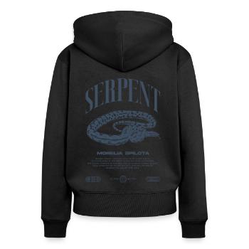 Carpet Python Modern Reptile Keeper Streetwear - Women's Premium Organic Zip Hoodie - black - Back - Julia (174cm)