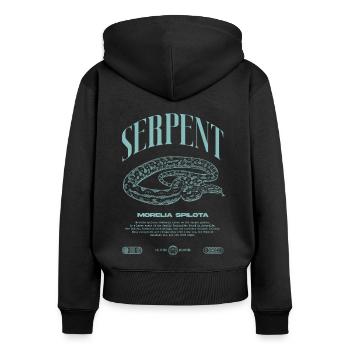 Carpet Python Modern Reptile Keeper Streetwear - Women's Premium Organic Zip Hoodie - black - Back - Julia (174cm)