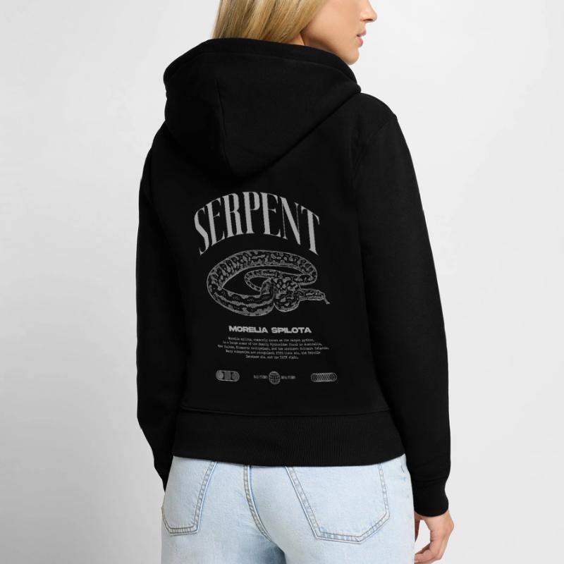Carpet Python Modern Reptile Keeper Streetwear Women's Premium Organic Zip Hoodie