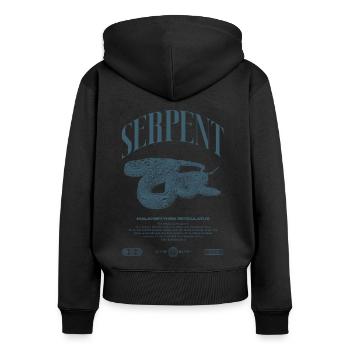 Retikulierte Python Reptile Keeper Streetwear - Frauen Premium Bio Zip Hoodie - Schwarz - Hinten - Julia (174cm)